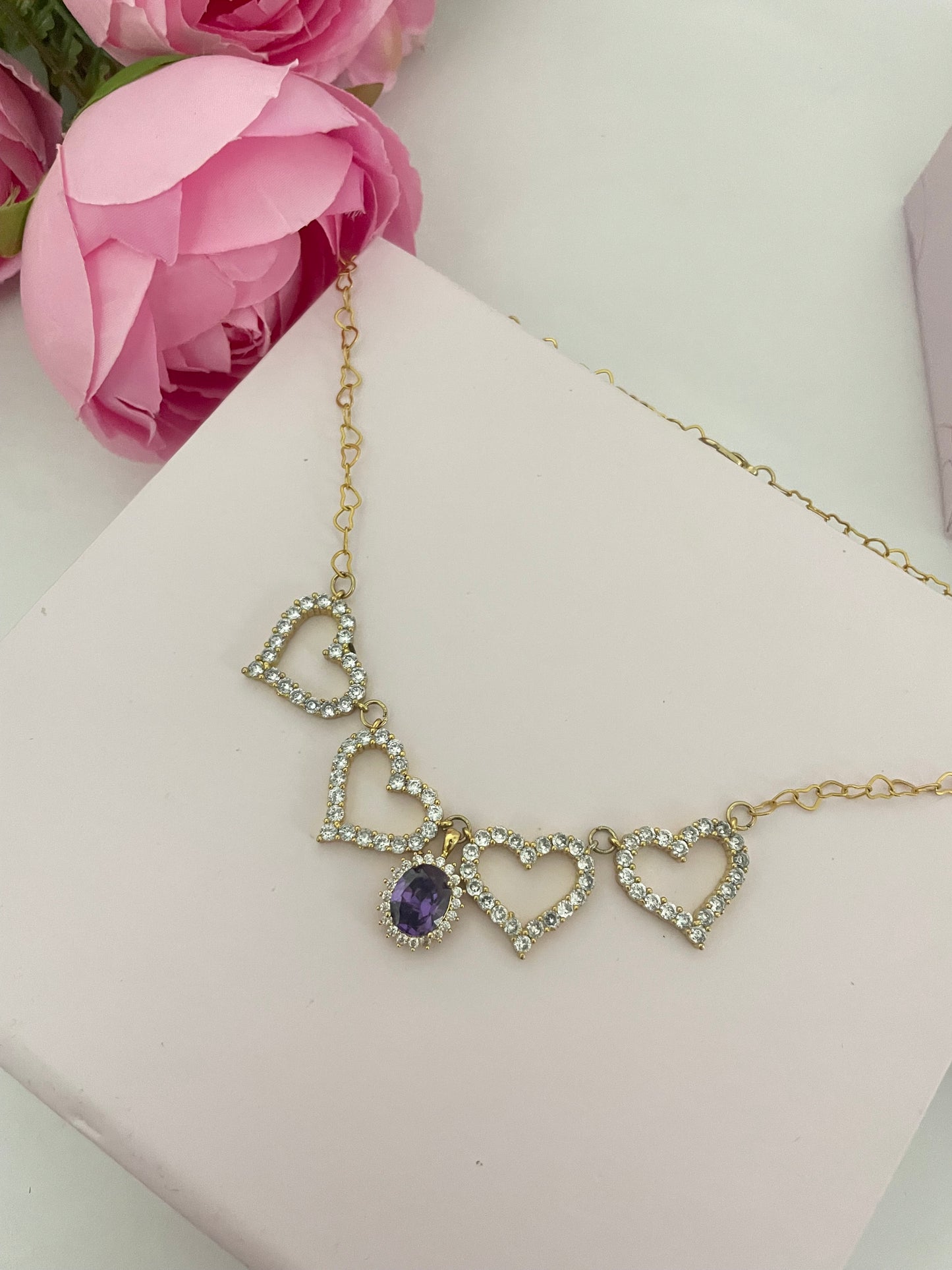 24K gold plated barbie hearts necklace