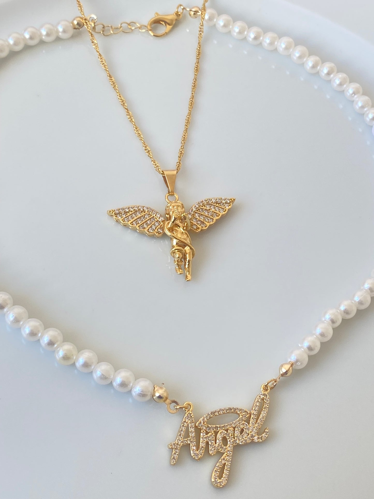 Double Angel Necklace Set