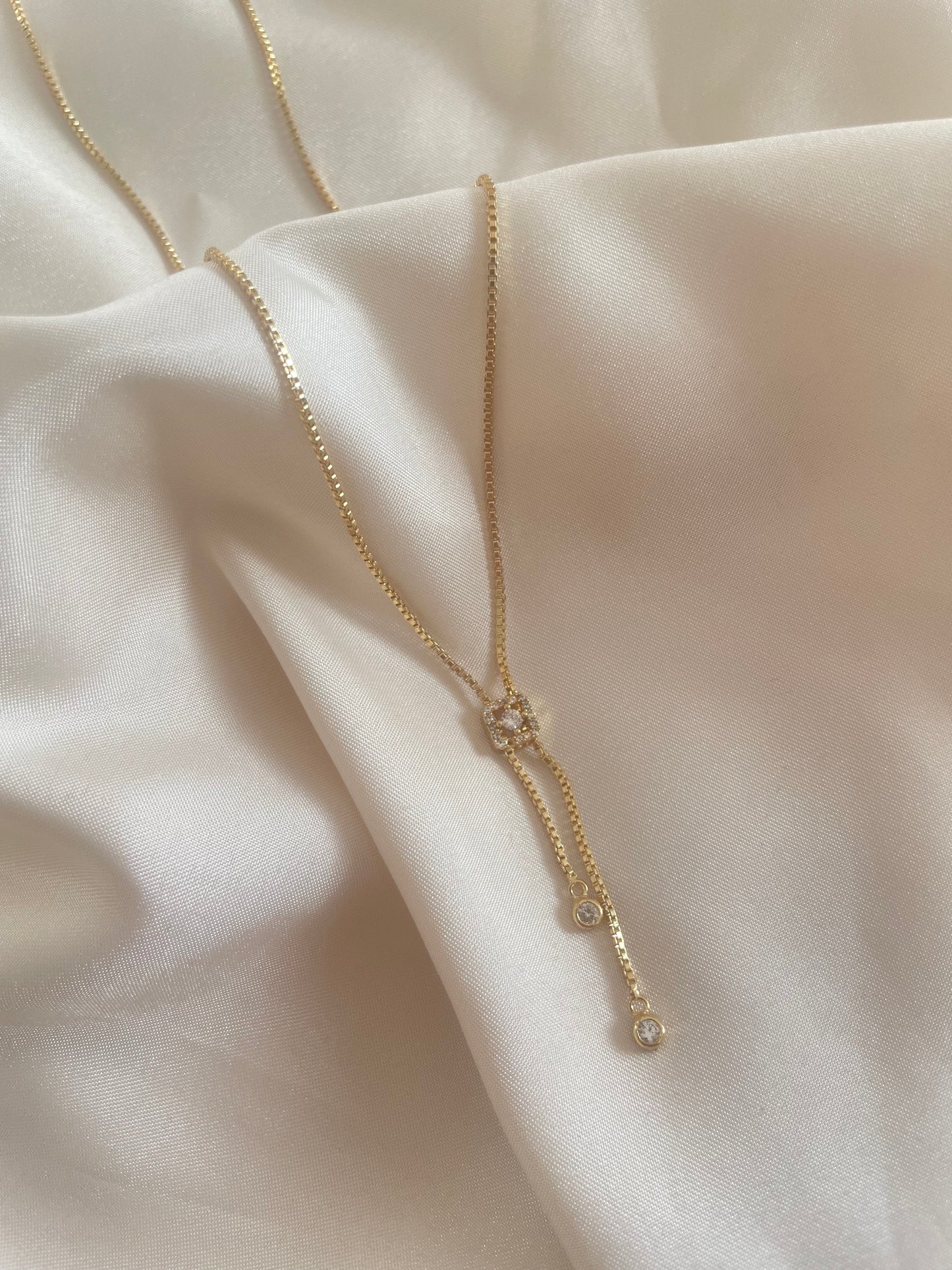 Dainty Gem Square Necklace