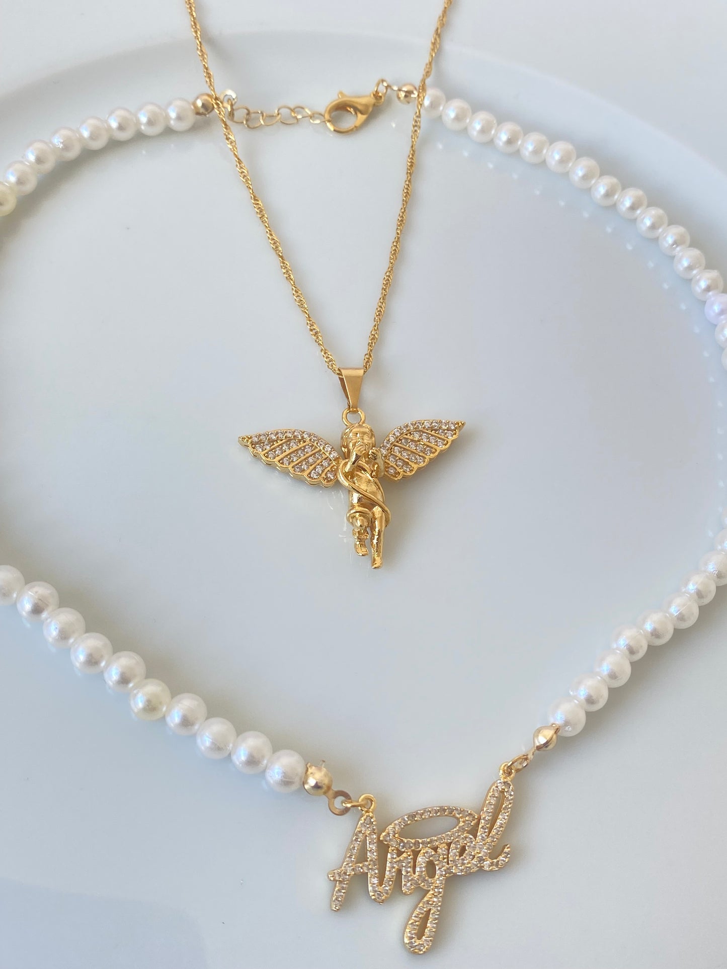 Double Angel Necklace Set