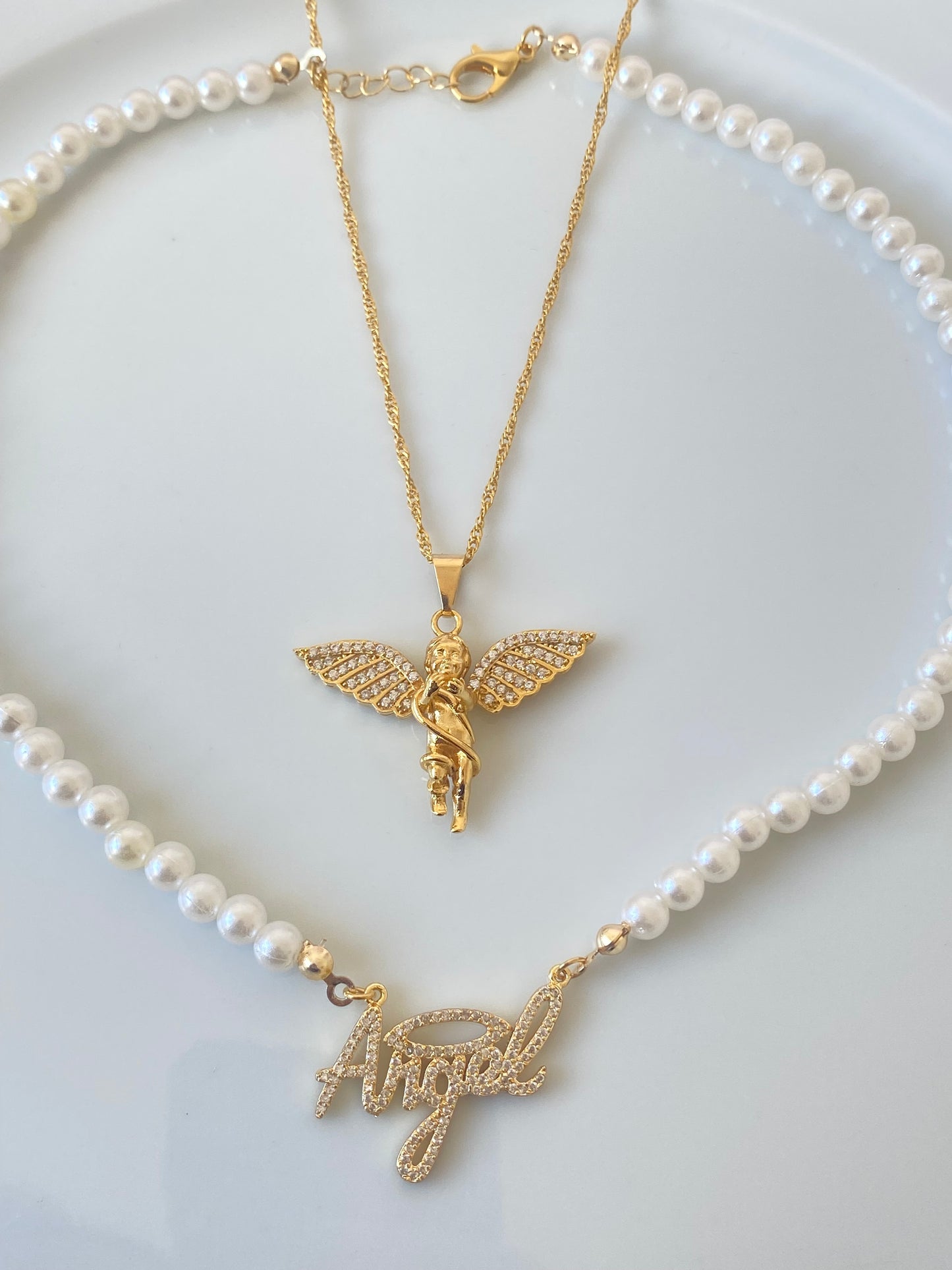 Double Angel Necklace Set