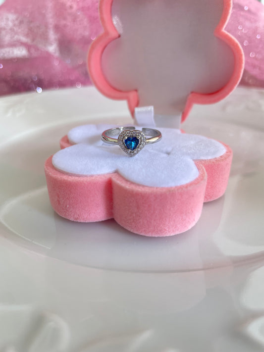 Blue Crystal heart ring