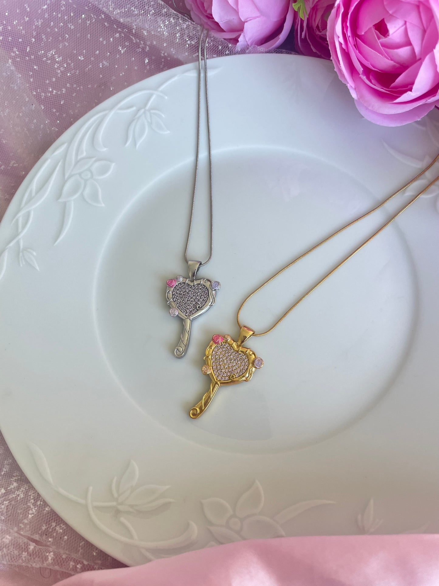 Barbie Diamond Castle mirror necklace