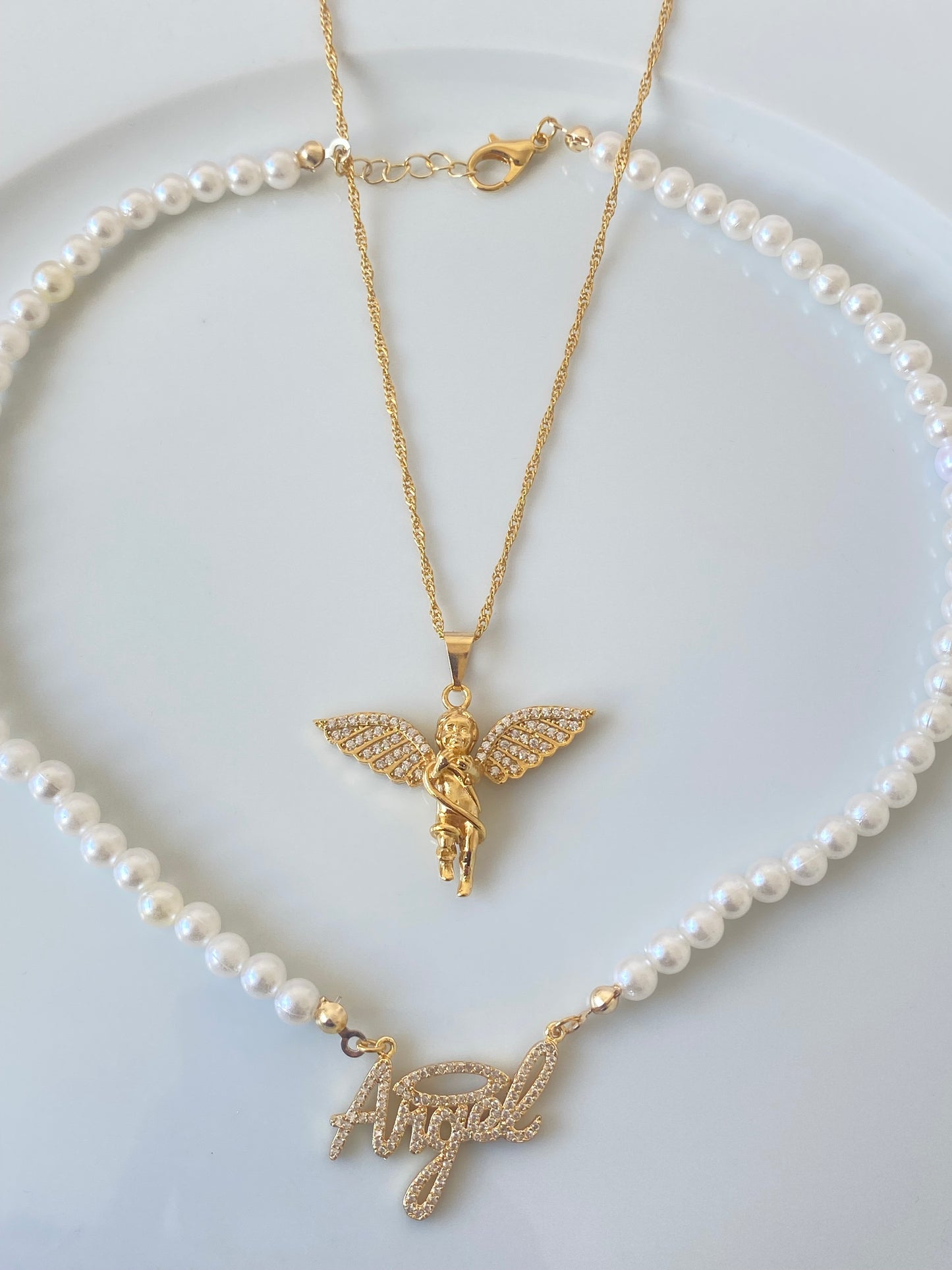 Double Angel Necklace Set