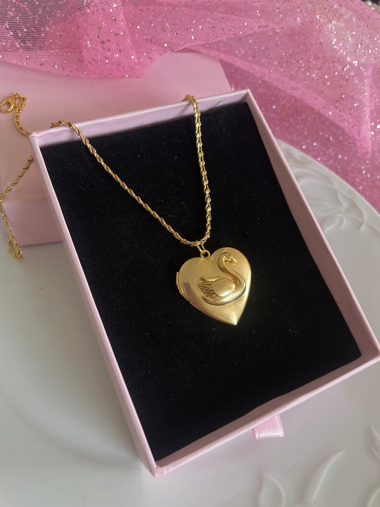 Swan locket necklace