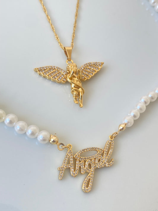 Double Angel Necklace Set