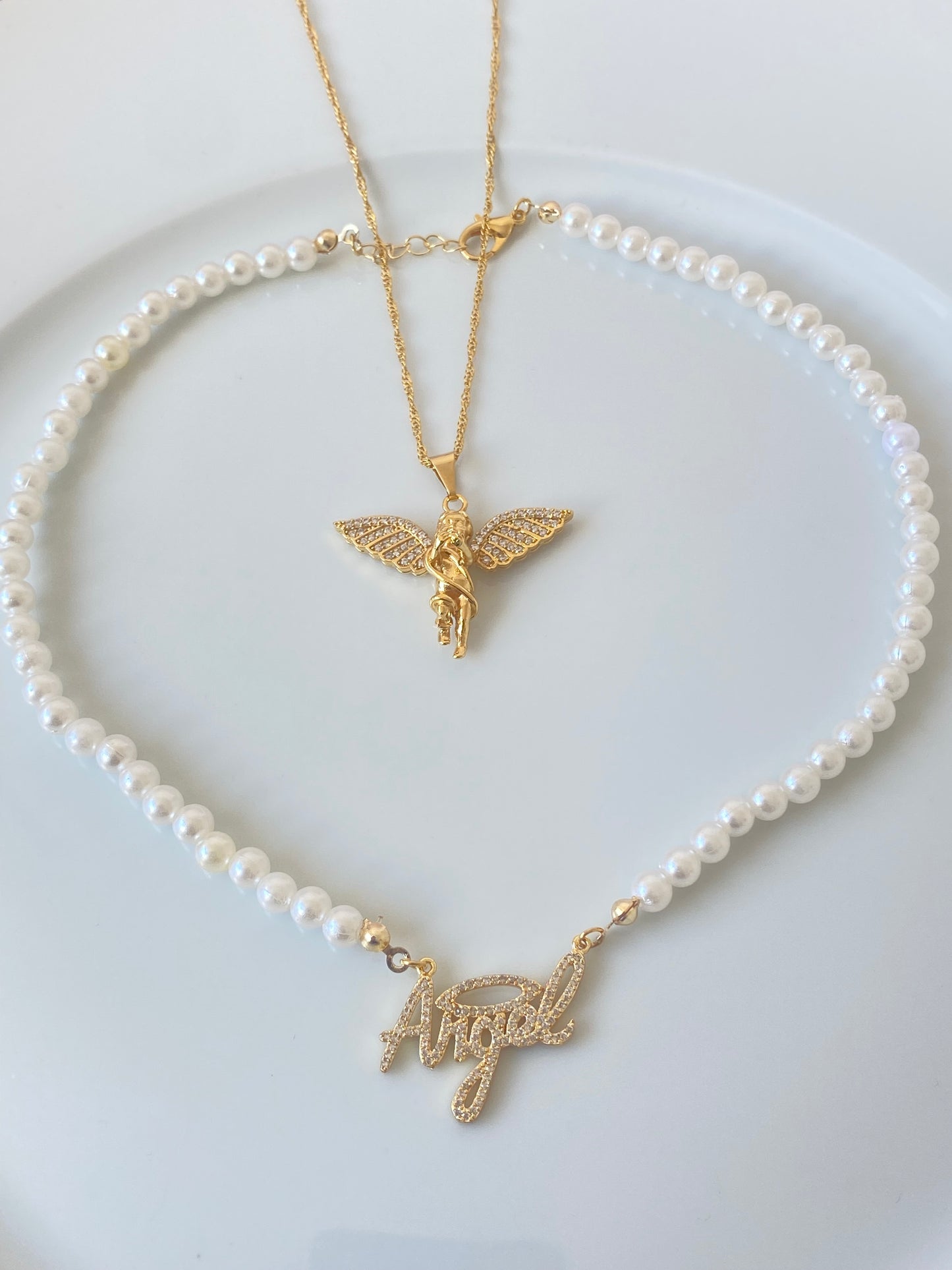 Double Angel Necklace Set