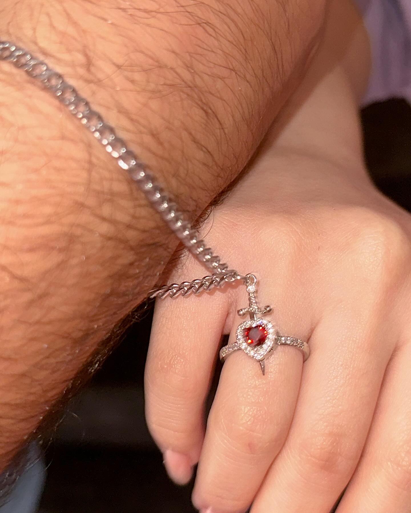 Matching heart and sword (ring and bracelet)