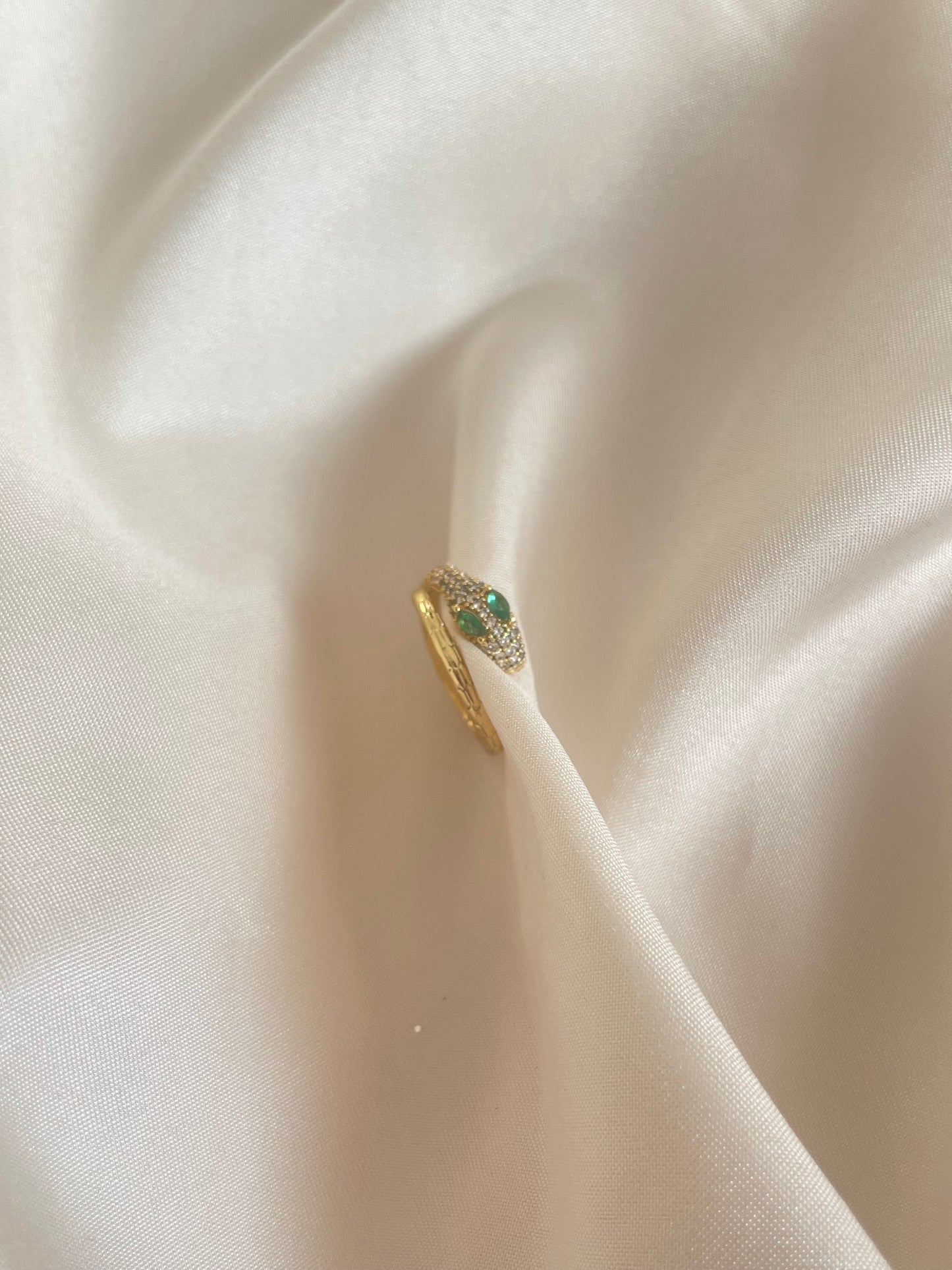 Green Eyed Snake Ring