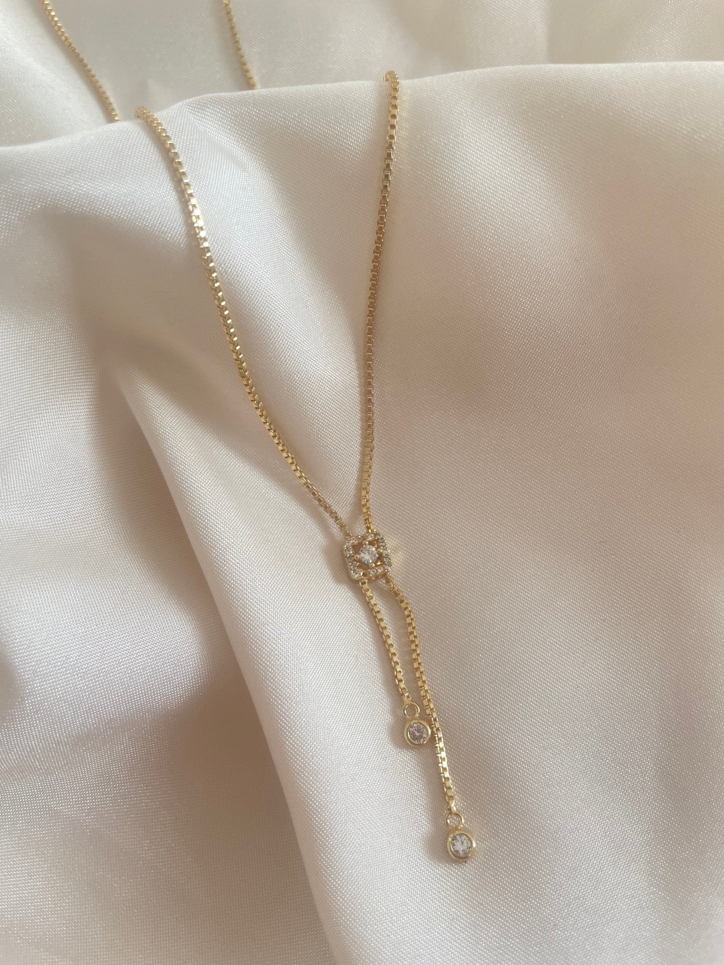 Dainty Gem Square Necklace