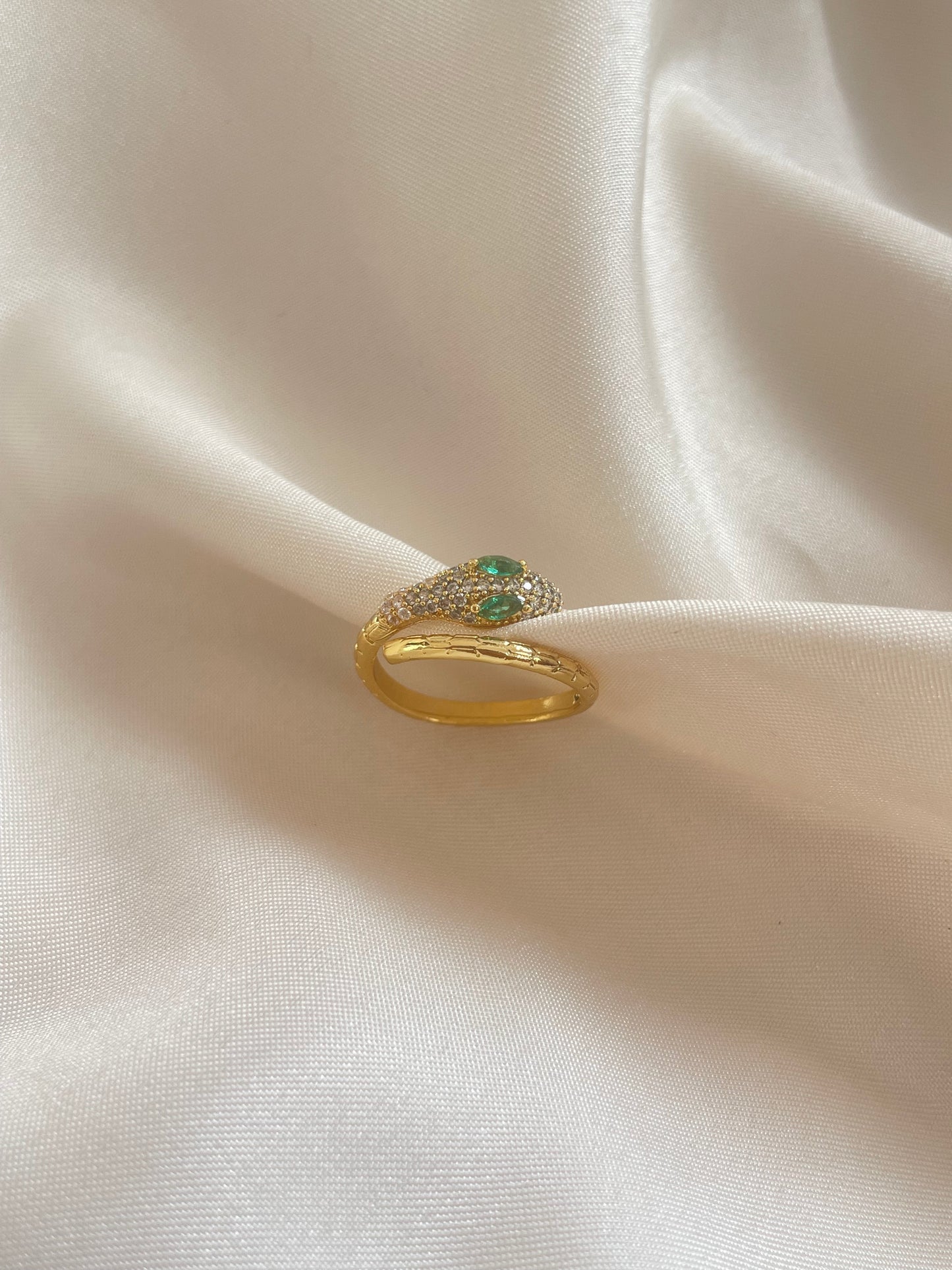 Green Eyed Snake Ring