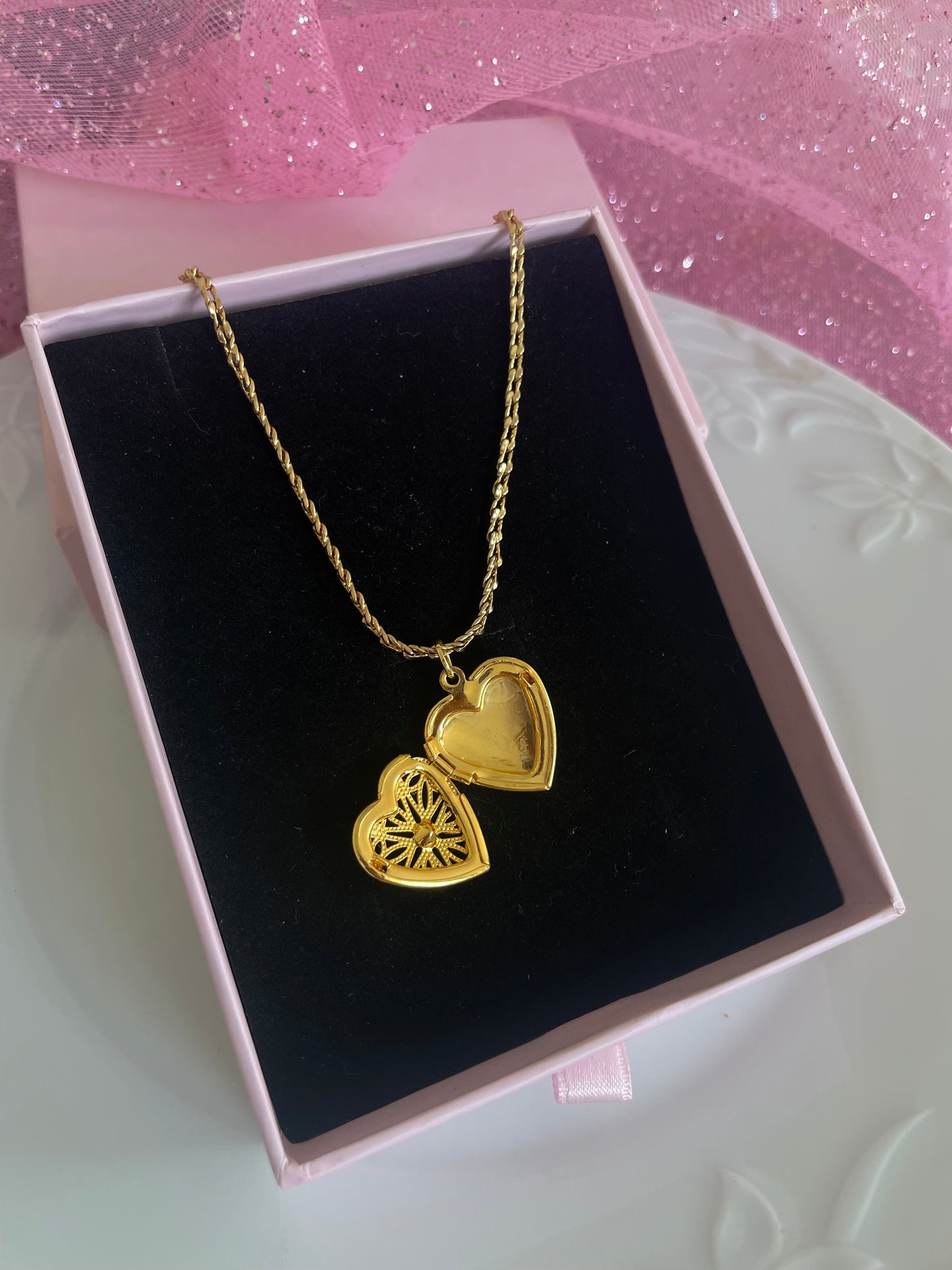 Pink diamond locket necklace