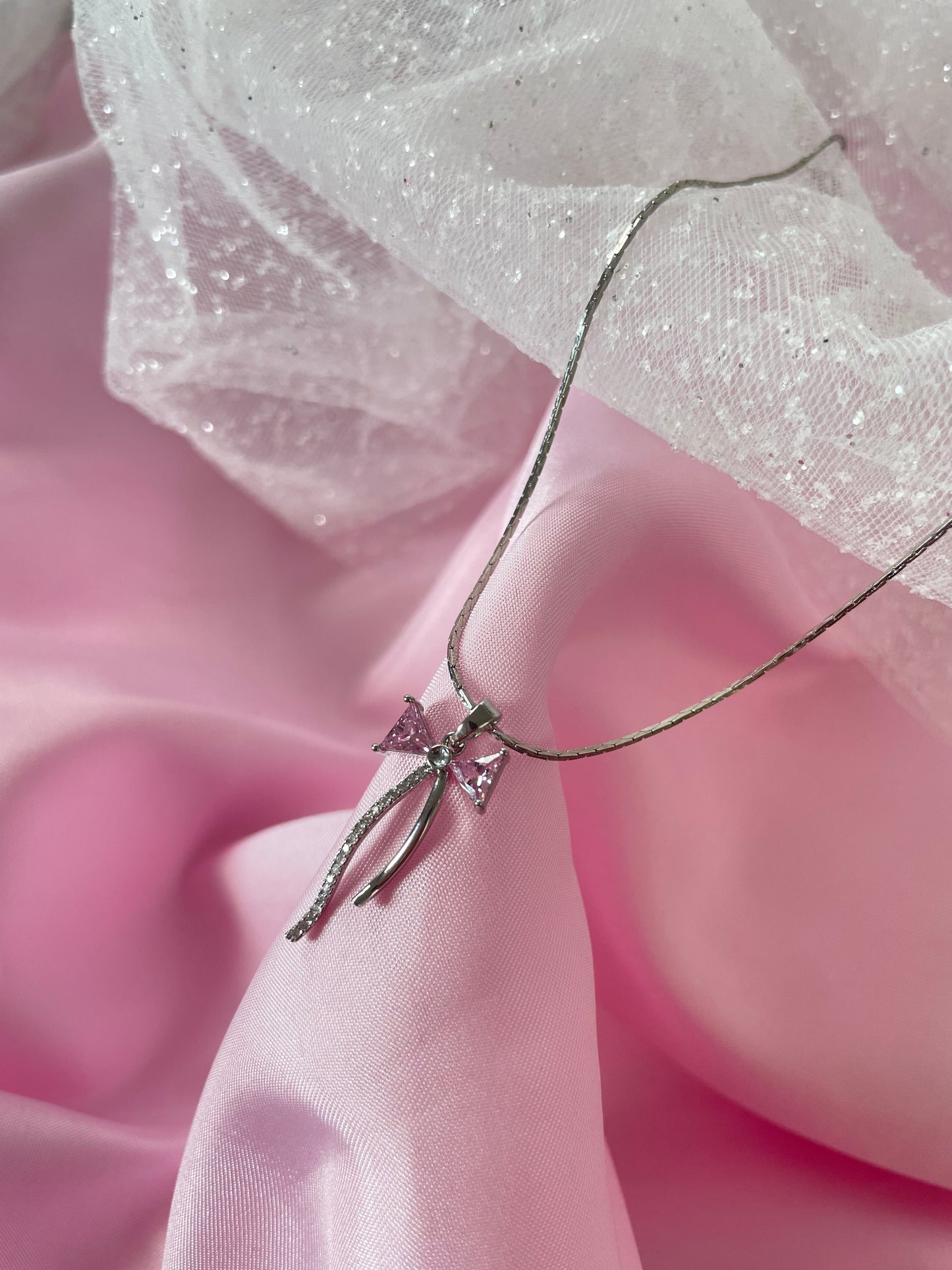 Coquette ribbon bow necklace