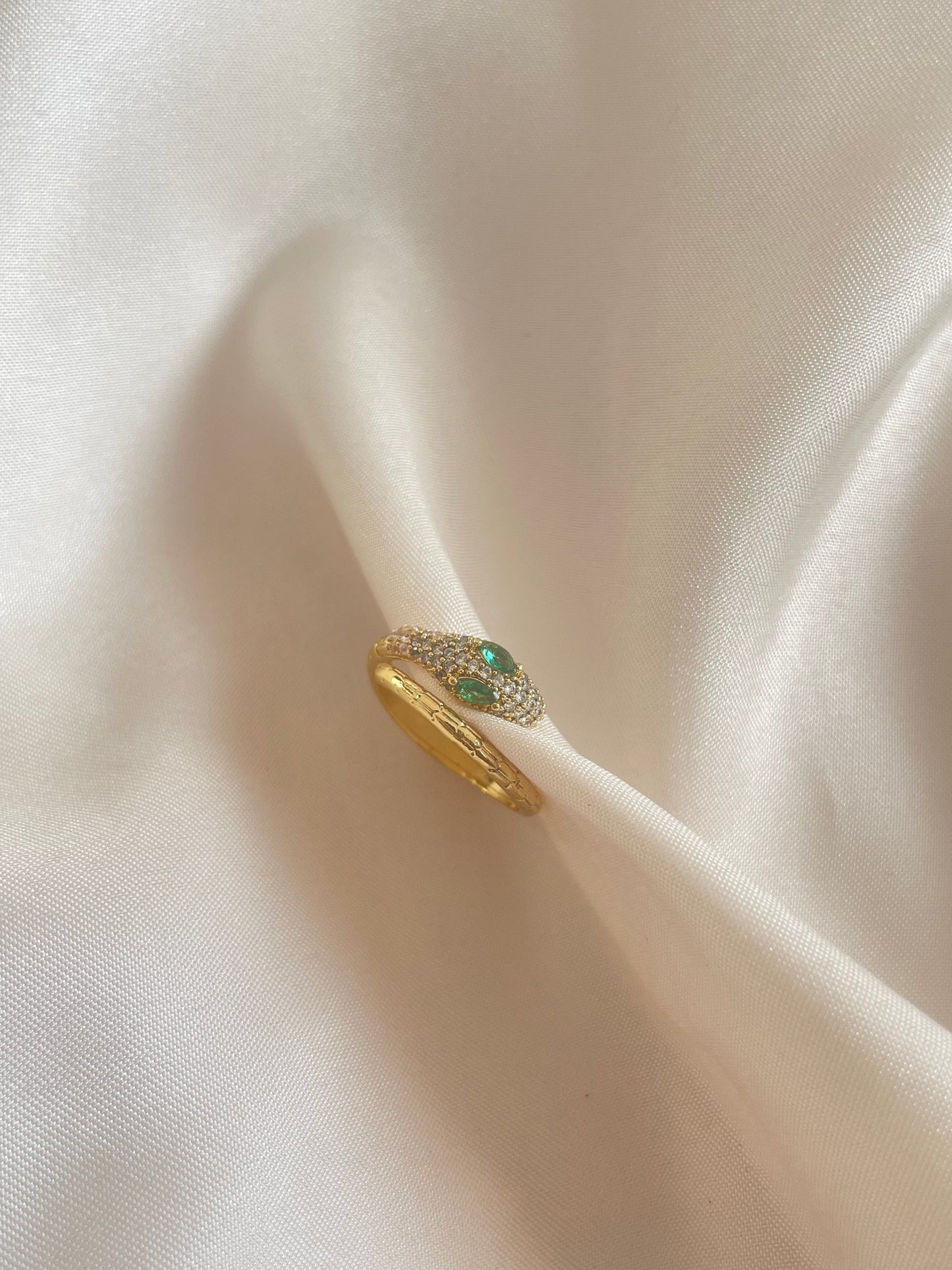 Green Eyed Snake Ring