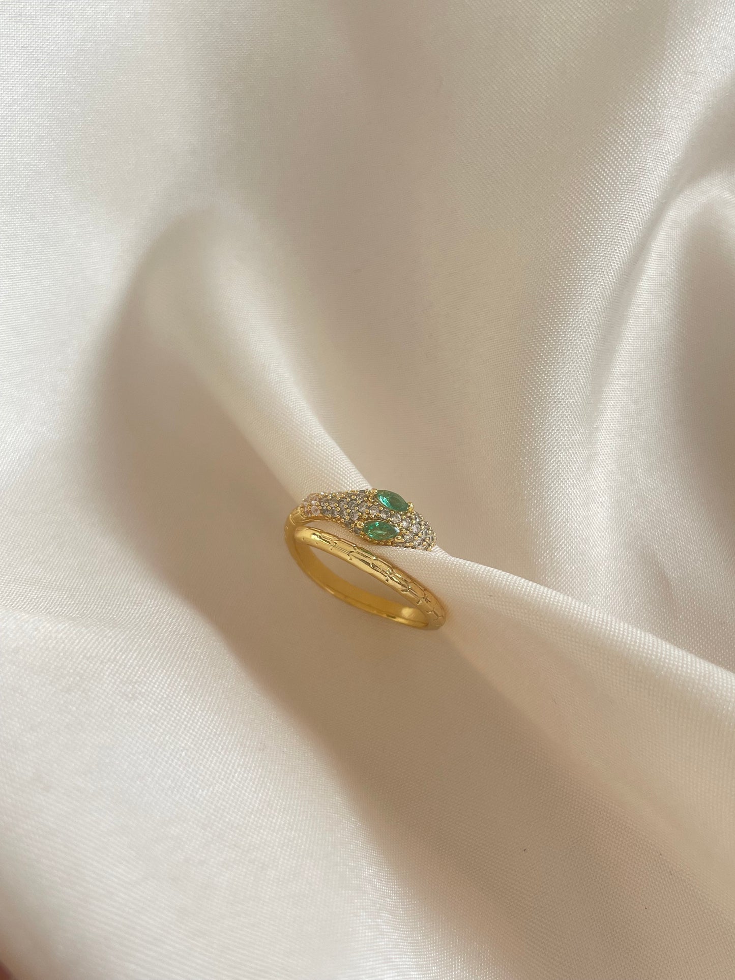 Green Eyed Snake Ring