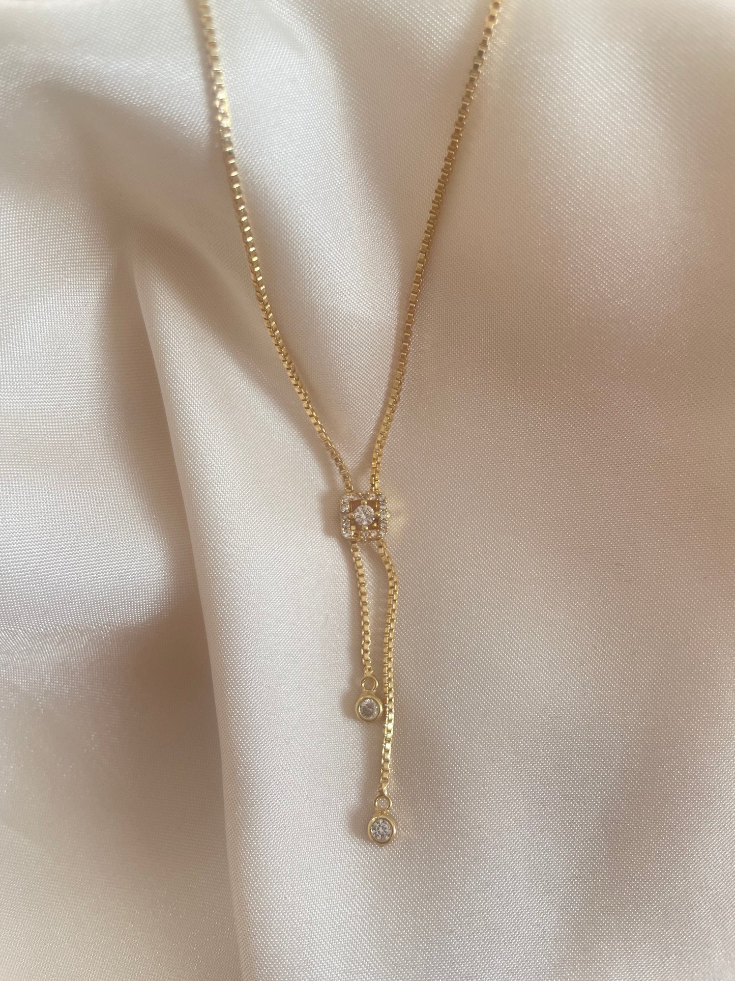 Dainty Gem Square Necklace