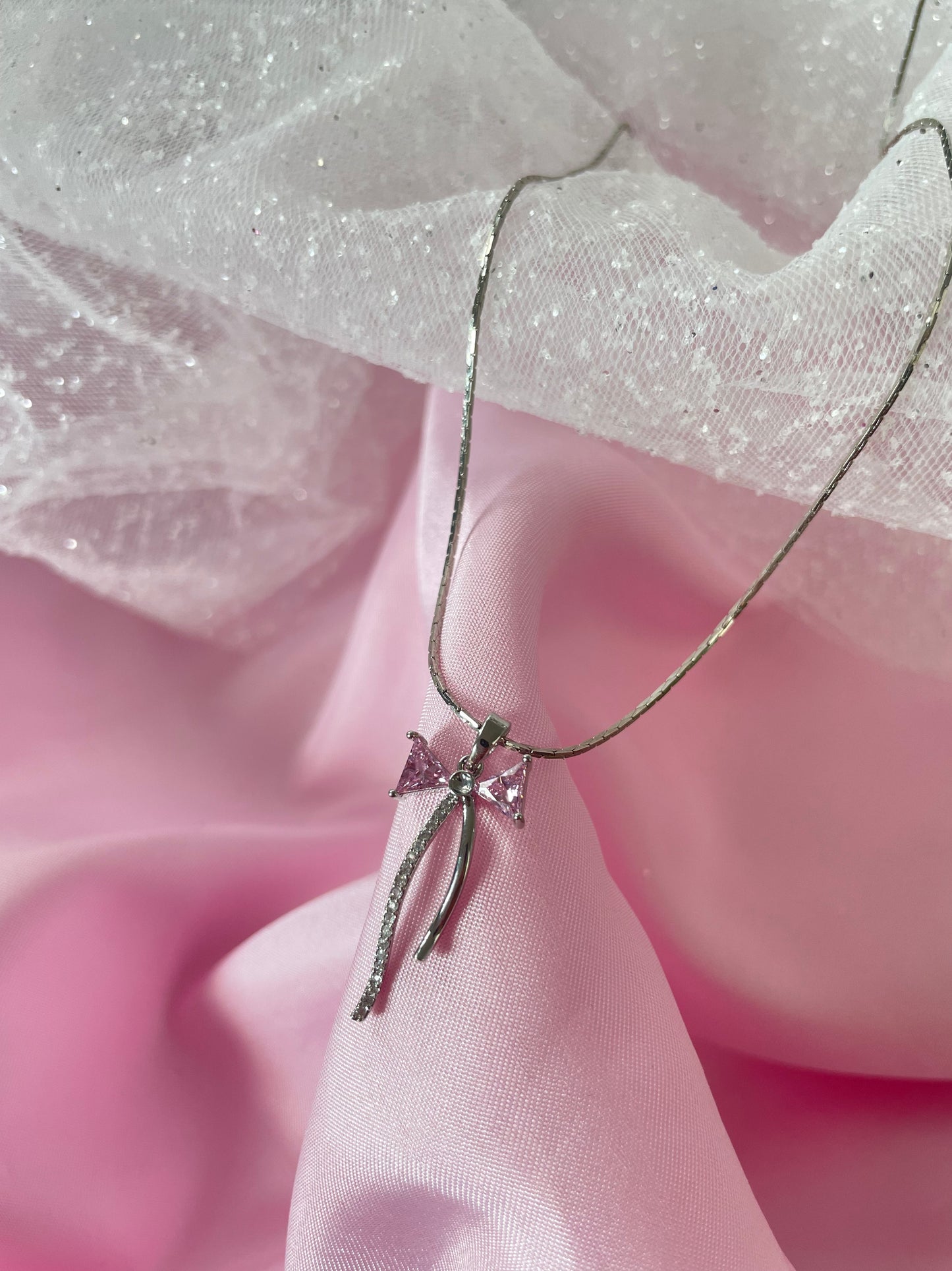 Coquette ribbon bow necklace