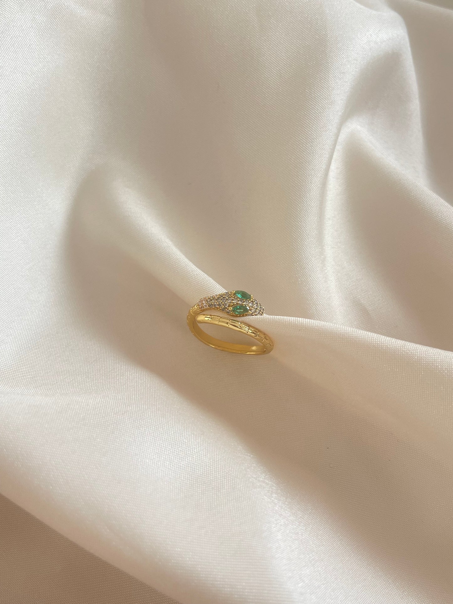 Green Eyed Snake Ring