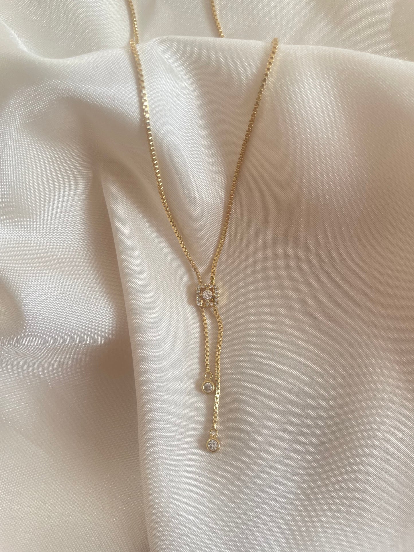 Dainty Gem Square Necklace