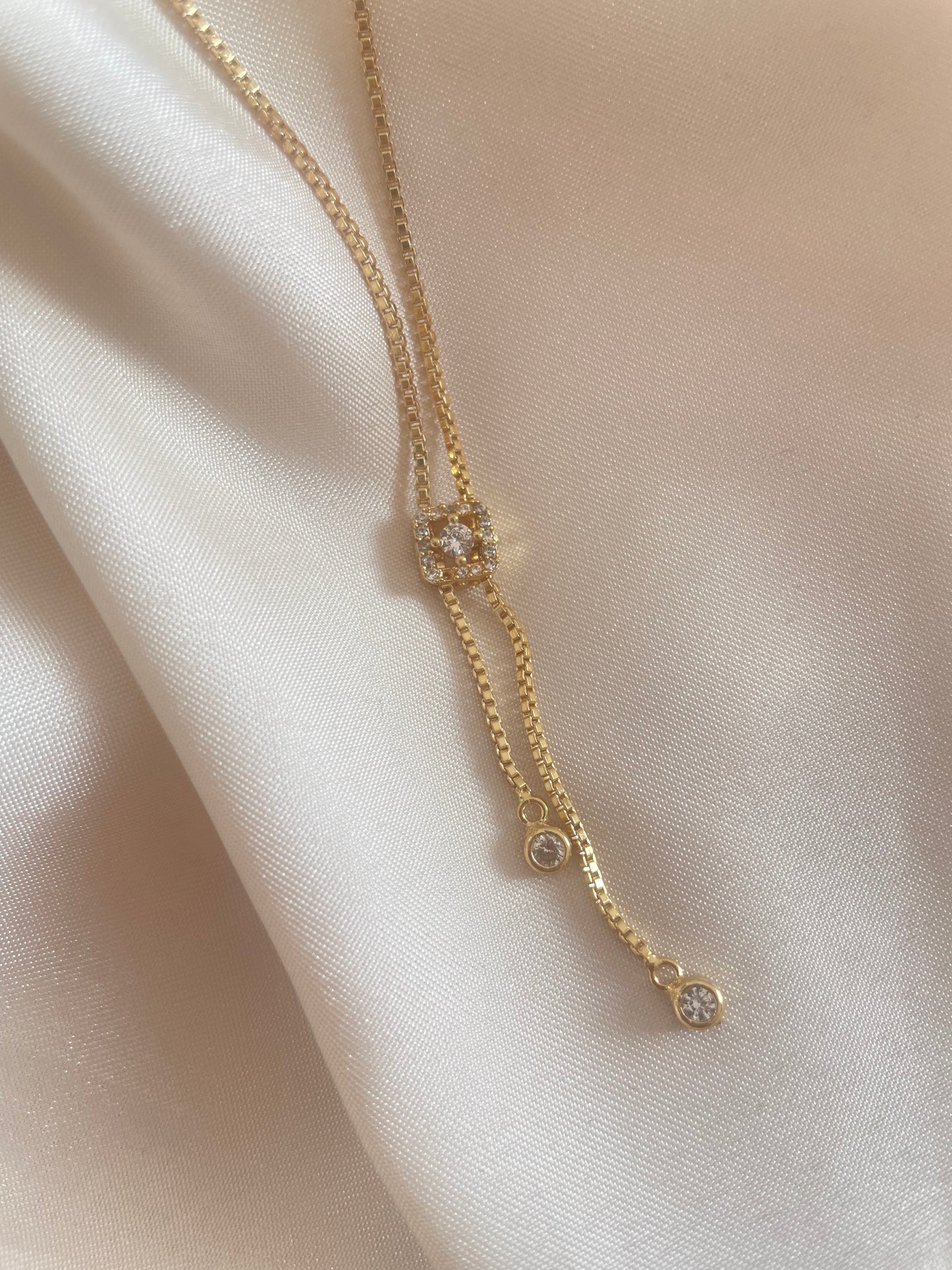 Dainty Gem Square Necklace