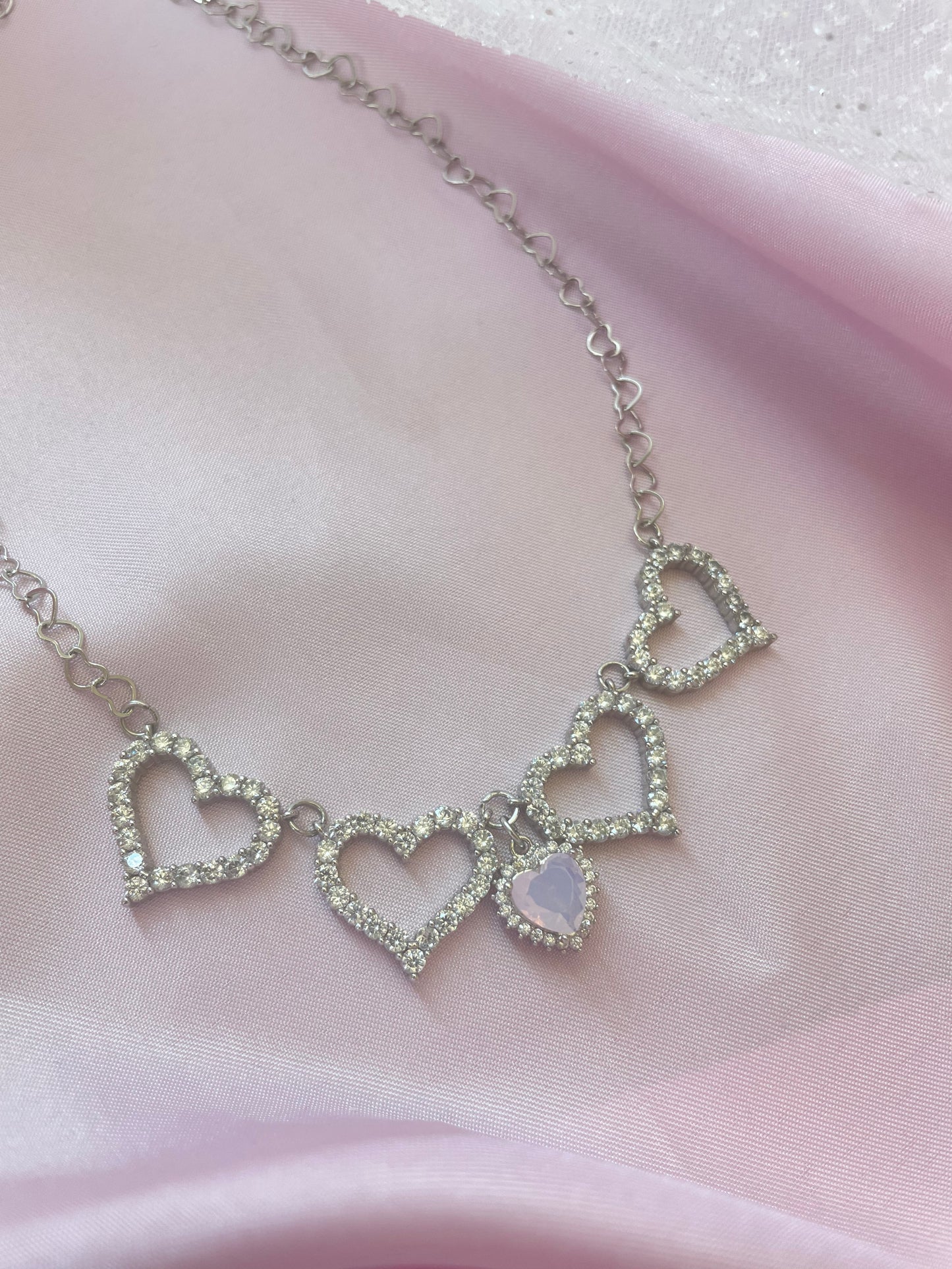 Coquette purple stone heart necklace/choker