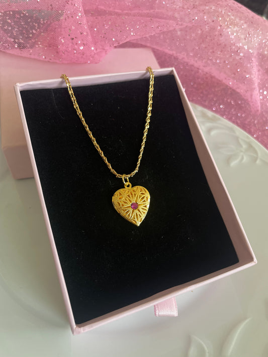 Pink diamond locket necklace