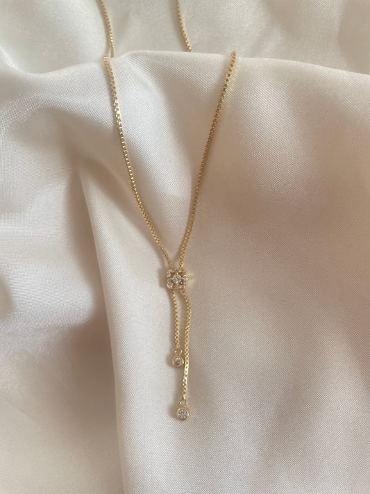 Dainty Gem Square Necklace