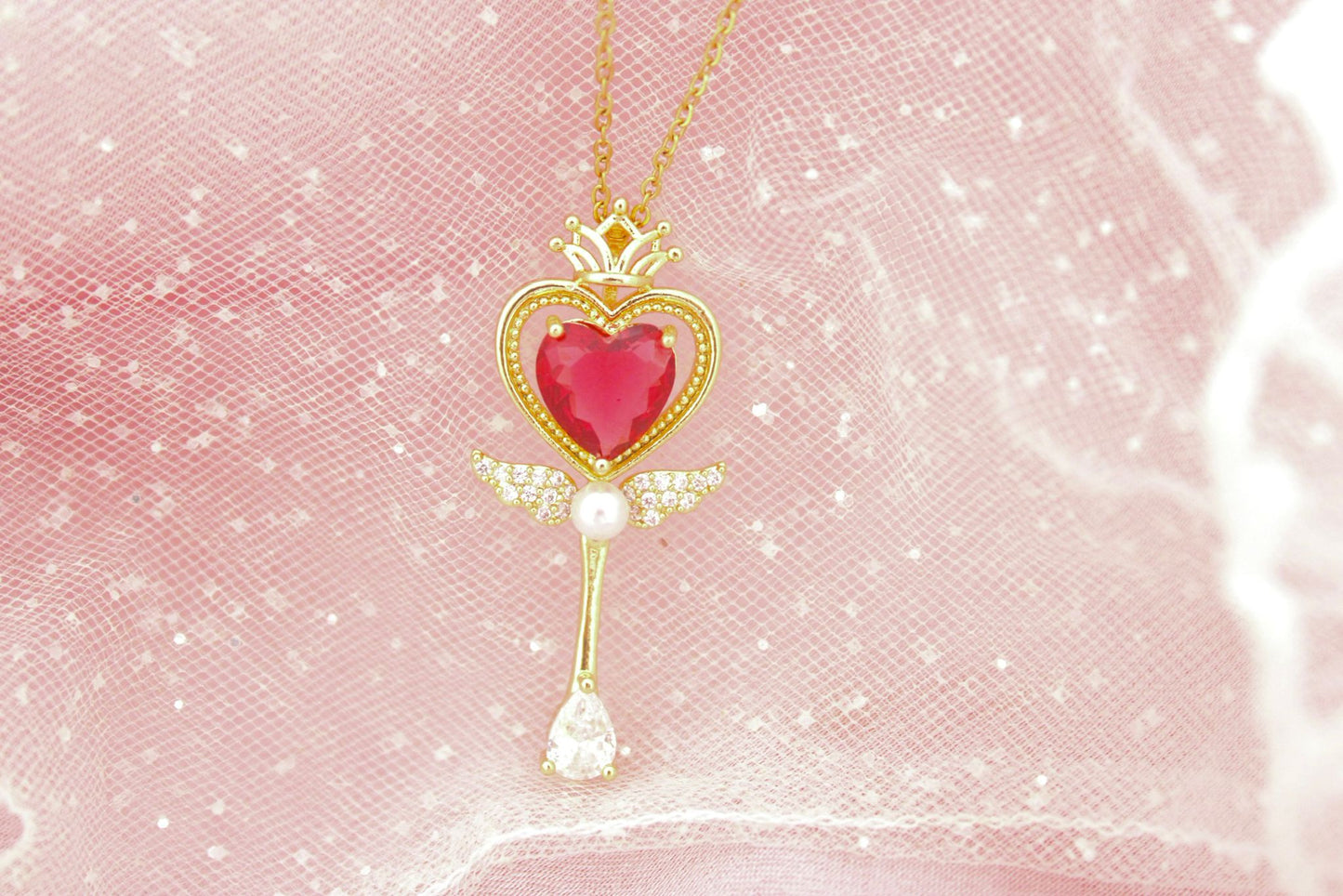 sailor moon heart wand necklace