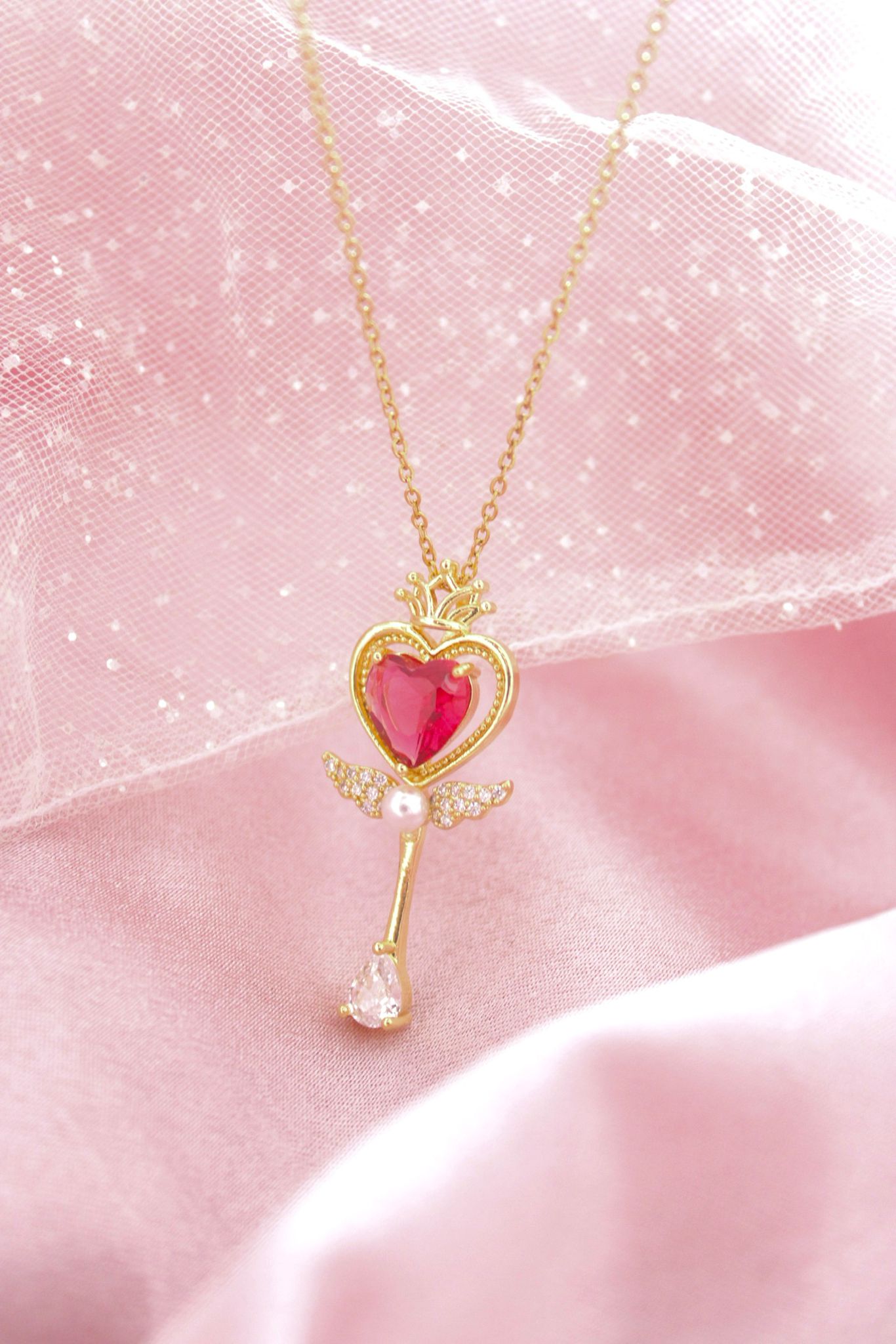 sailor moon heart wand necklace