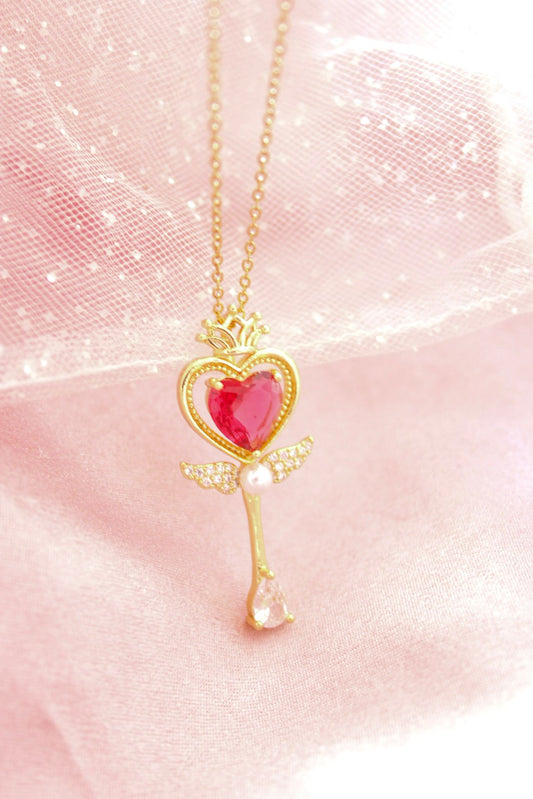 sailor moon heart wand necklace