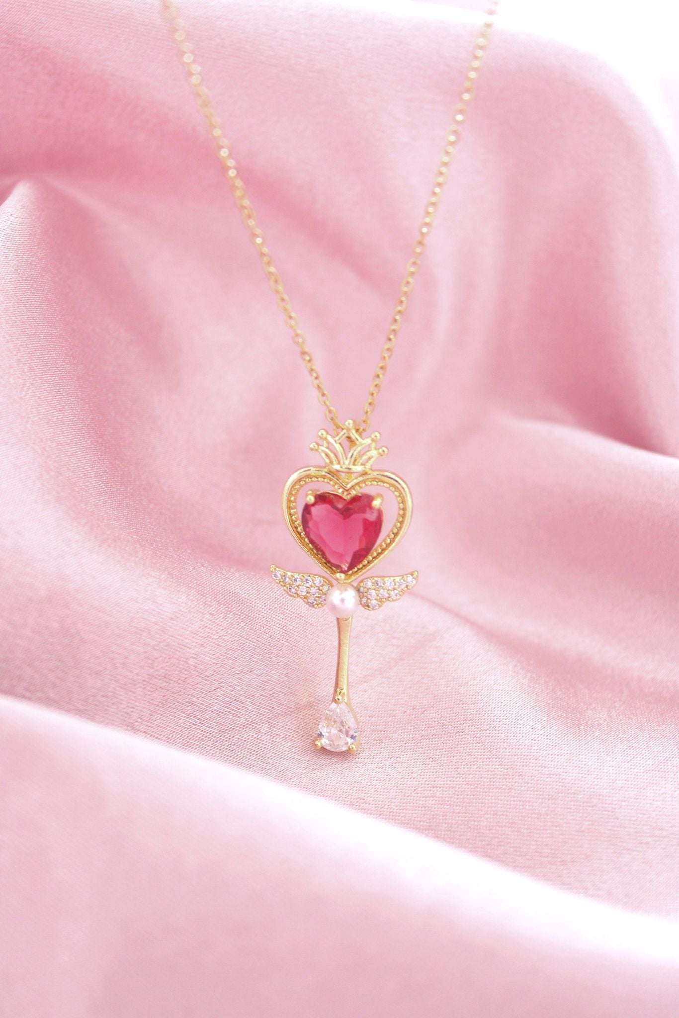 sailor moon heart wand necklace