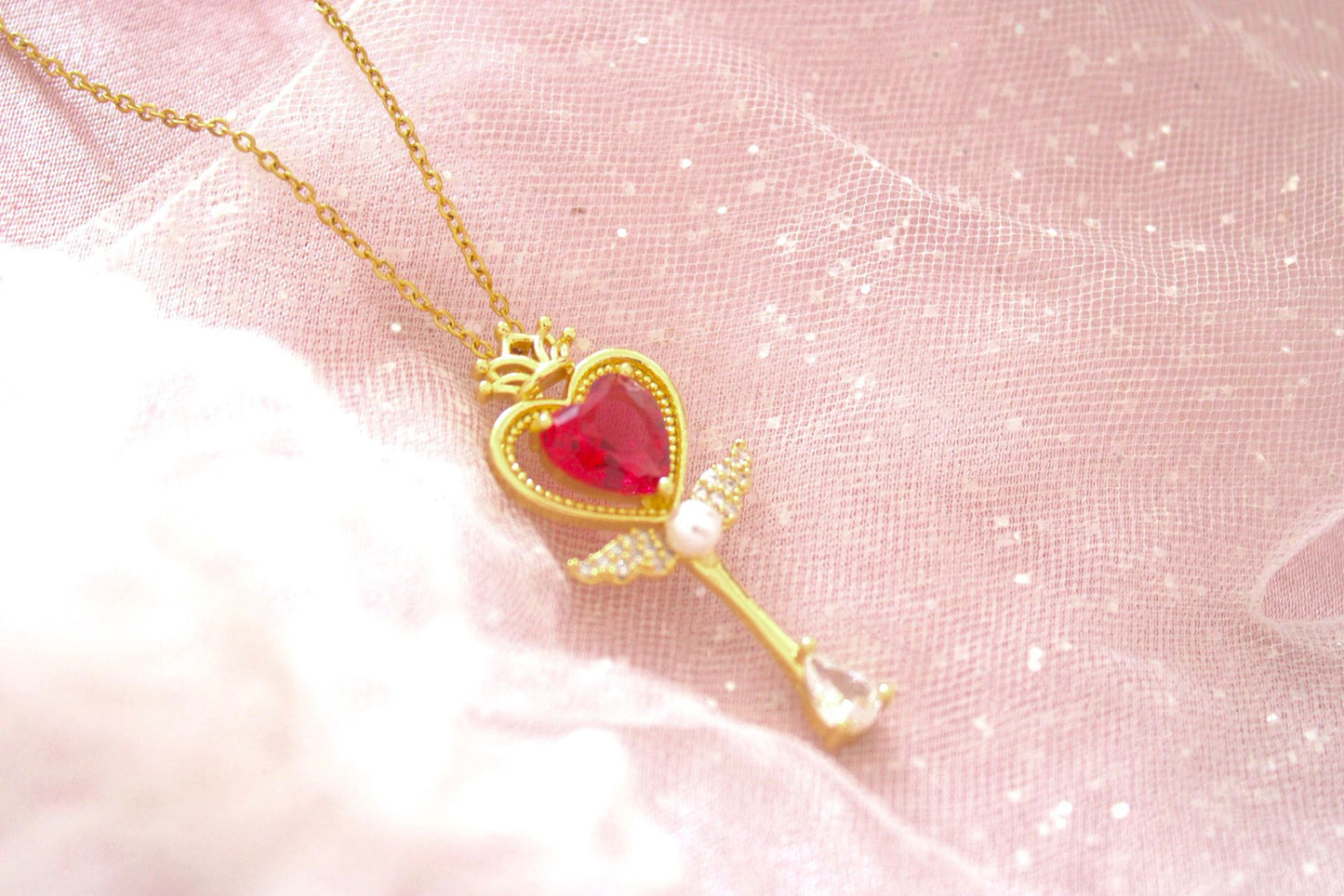 sailor moon heart wand necklace