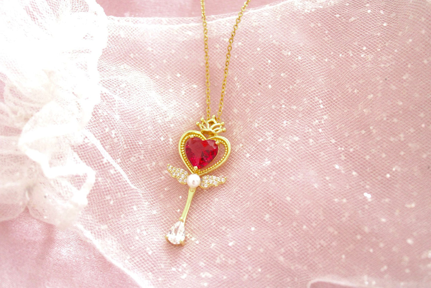 sailor moon heart wand necklace