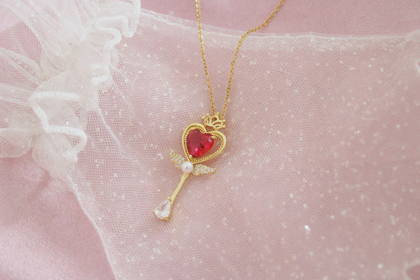 sailor moon heart wand necklace