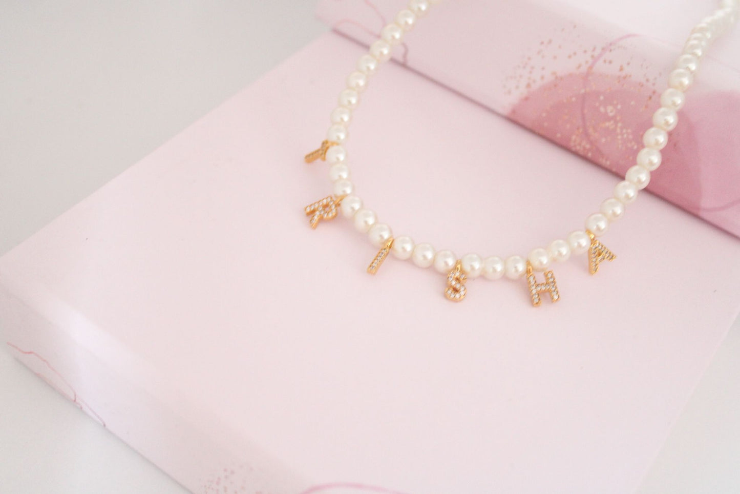 custom personalized name pearl necklace