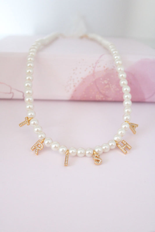 custom personalized name pearl necklace