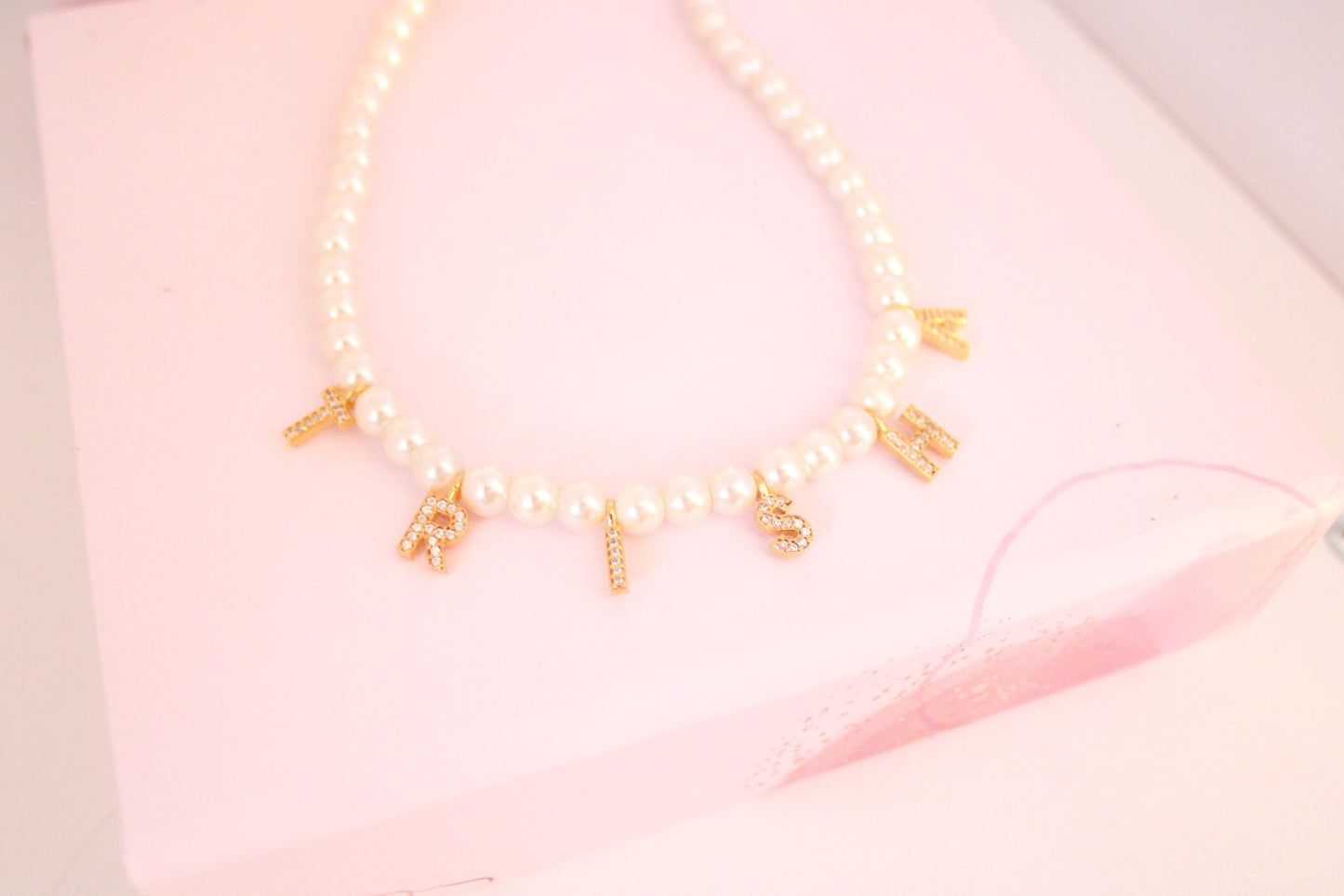 custom personalized name pearl necklace