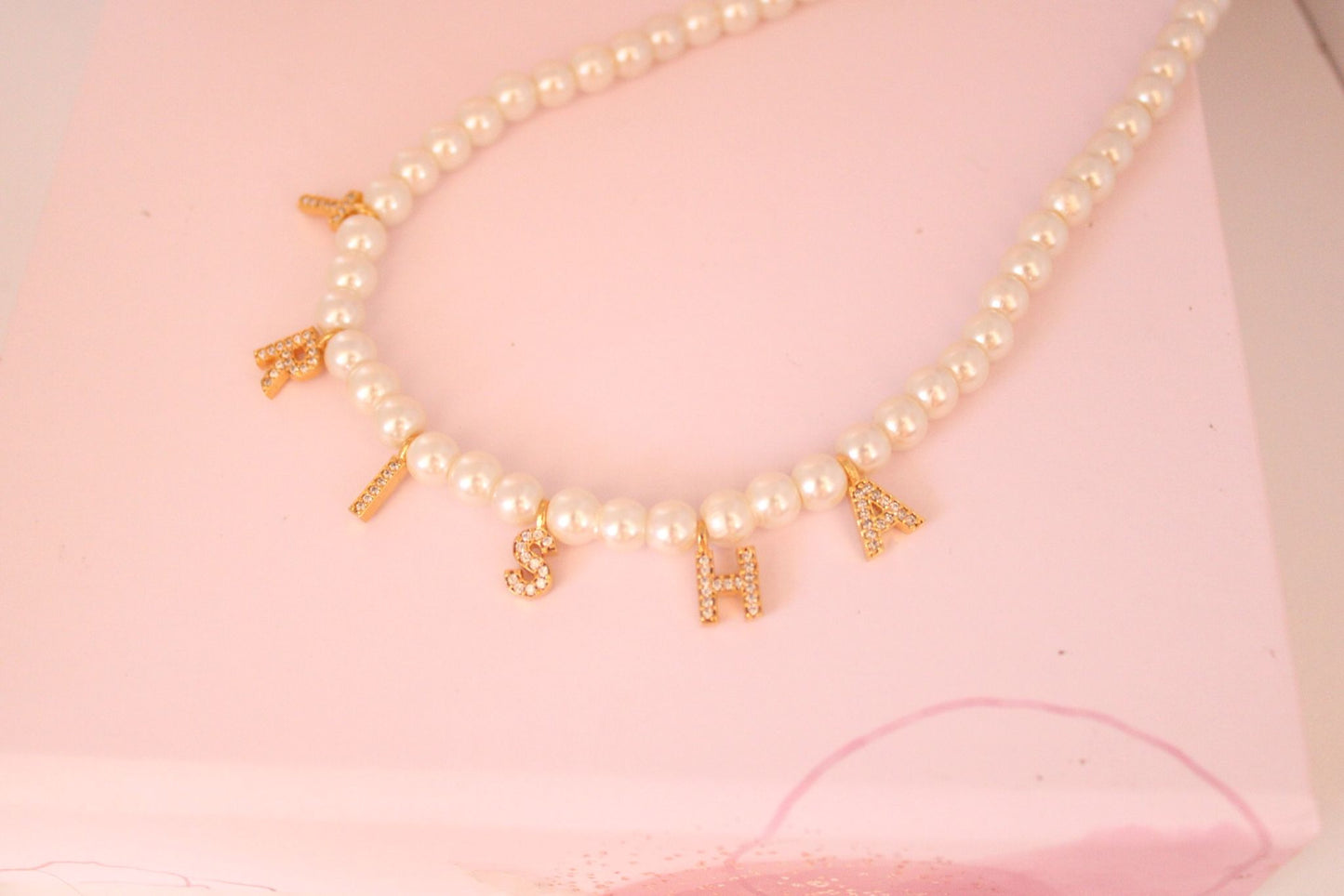 custom personalized name pearl necklace