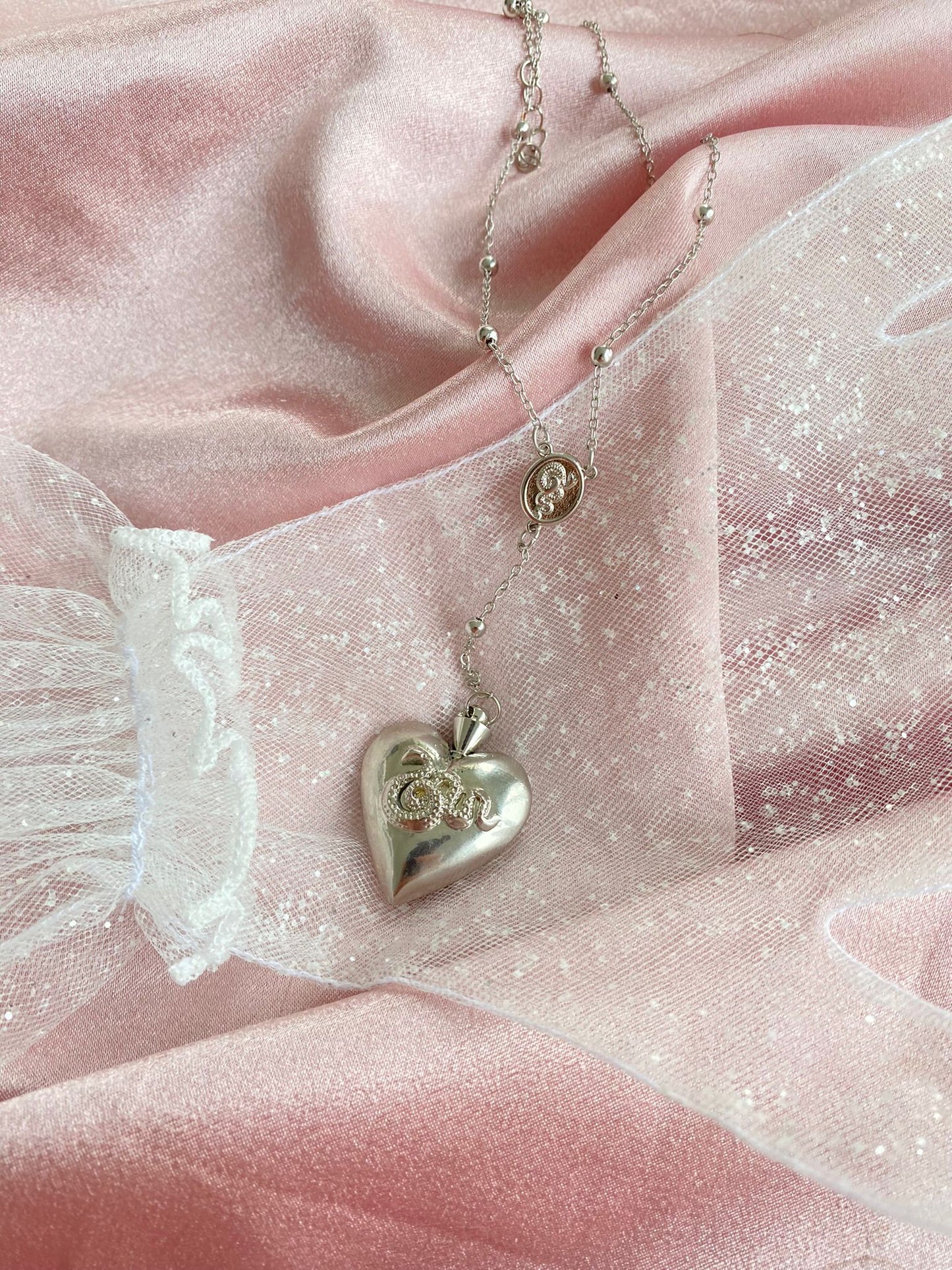 Lana Del Rey silver heart necklace